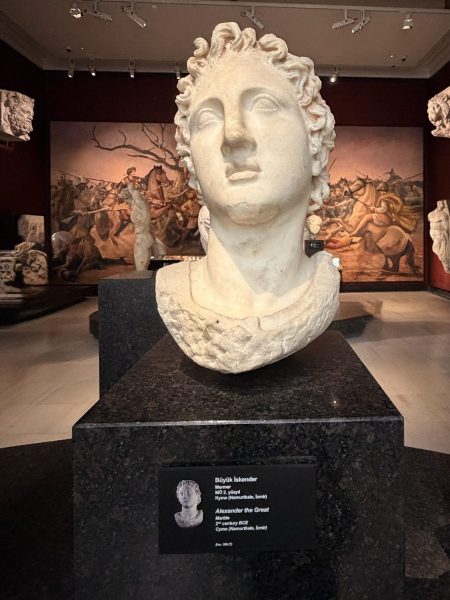 Marble portrait of Alexander the Great in the Classical Greece galleries.