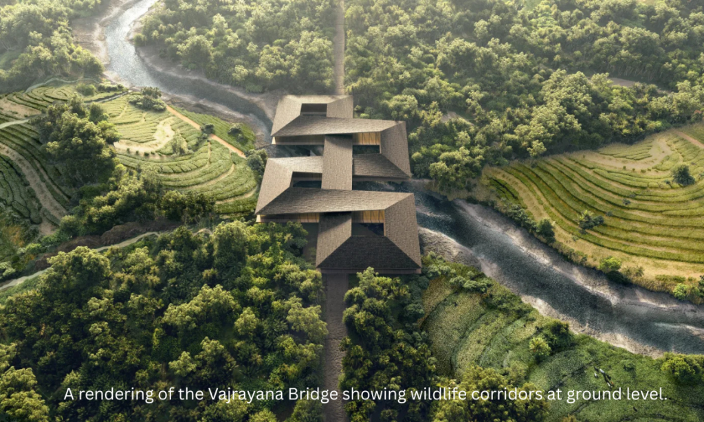 Starseed Bhutan Adventure 2027 Althea Provost Vajrayana Bridge rendering with wildlife corridors