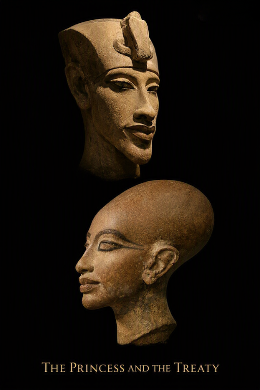 Treaty of Kadesh – Akhenaten with his daughter during the Amarna period, illustrating the royal lineage that shaped Ankhesenamun’s life and the political tensions leading to the first recorded peace treaty.